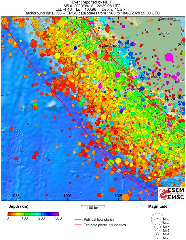 regional depth historical seismicity