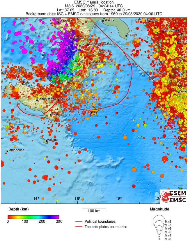 regional depth historical seismicity
