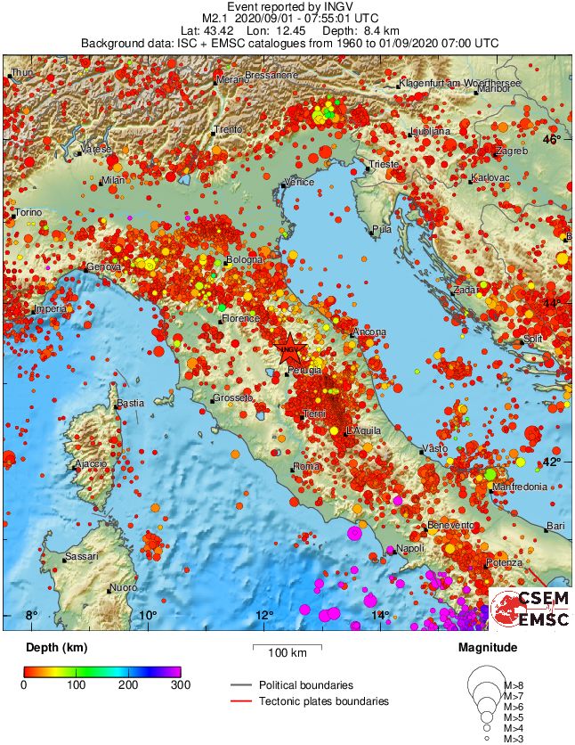 regional depth historical seismicity