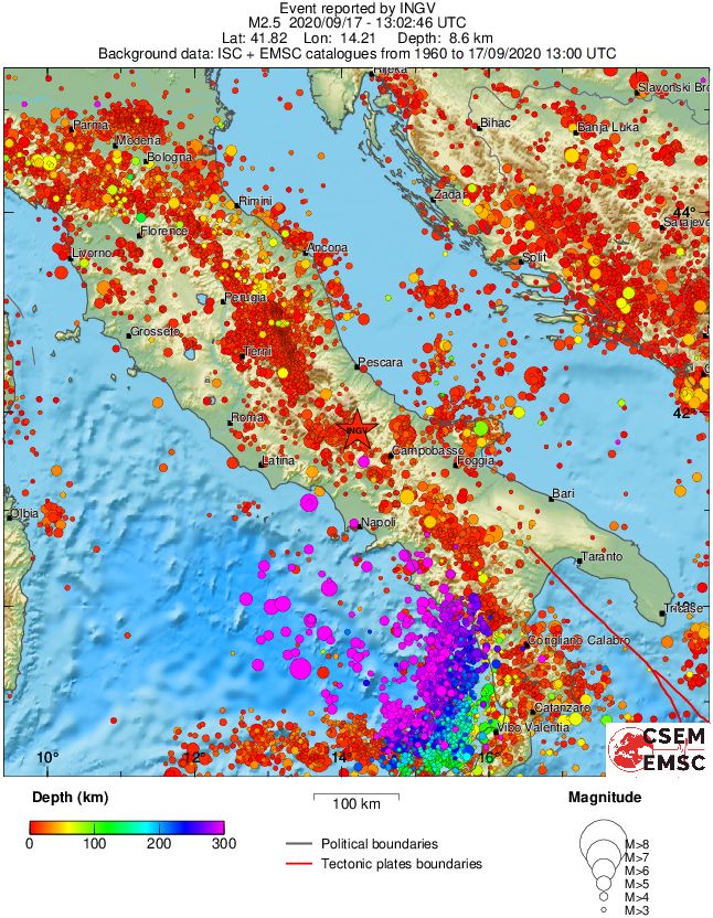 regional depth historical seismicity