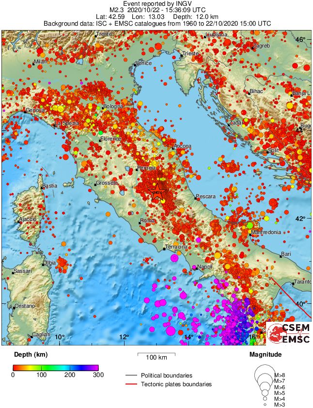 regional depth historical seismicity