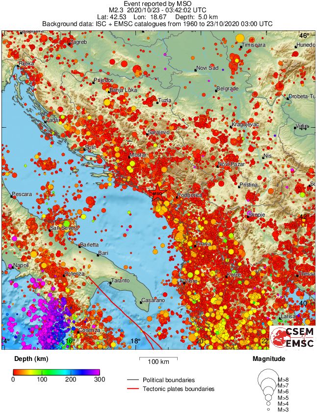 regional depth historical seismicity