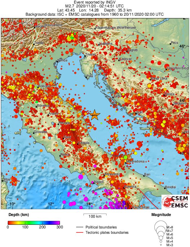 regional depth historical seismicity