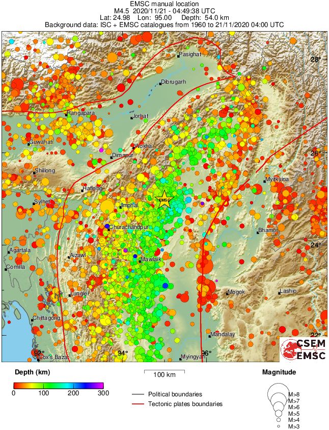 regional depth historical seismicity