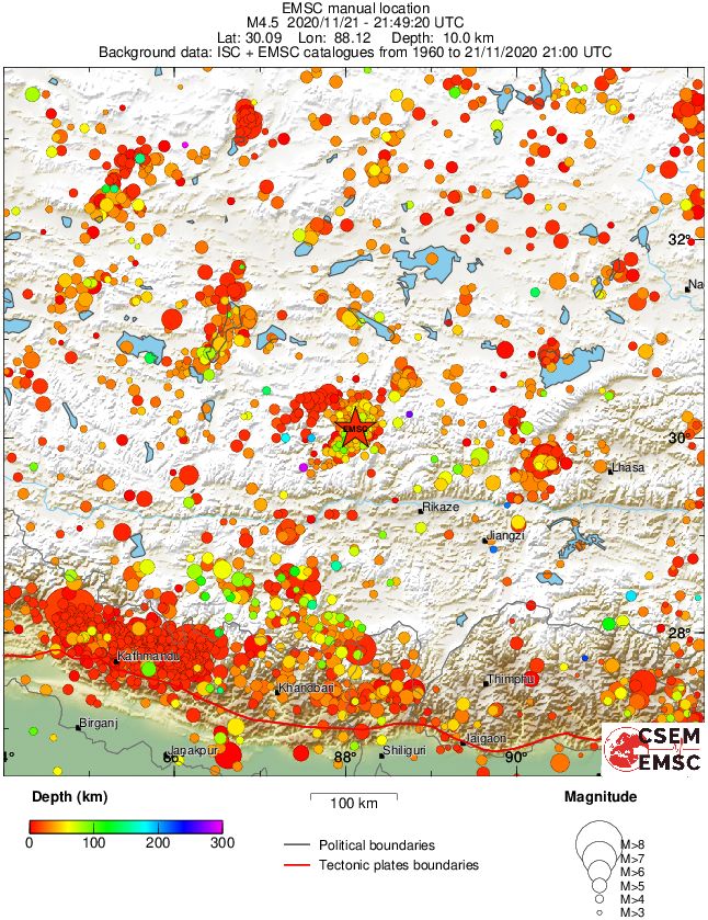 regional depth historical seismicity
