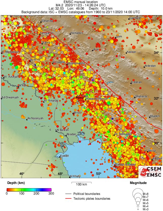 regional depth historical seismicity
