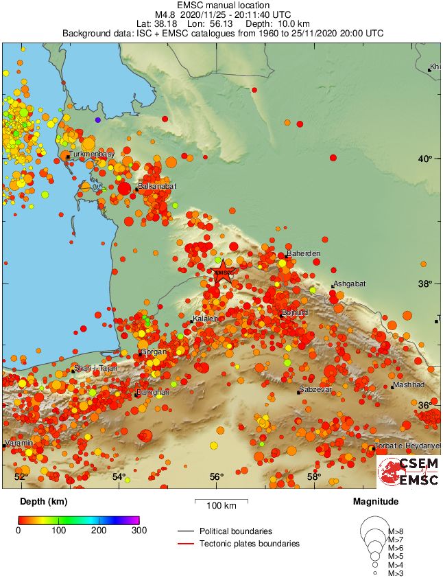 regional depth historical seismicity