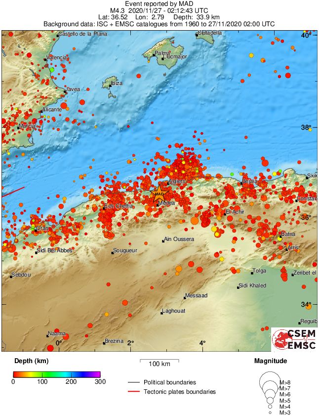 regional depth historical seismicity