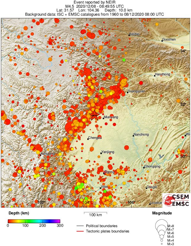 regional depth historical seismicity