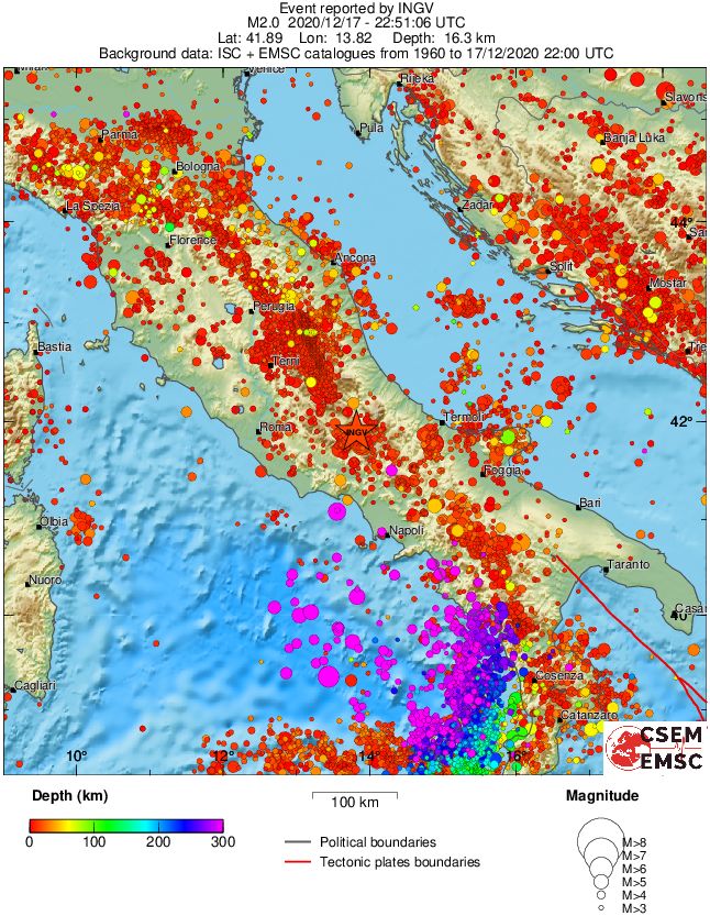 regional depth historical seismicity