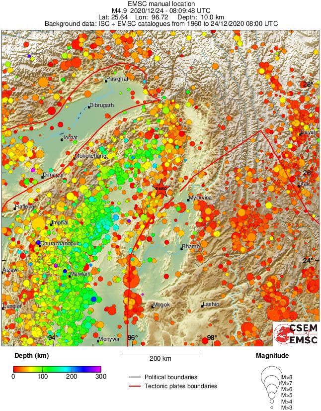 regional depth historical seismicity