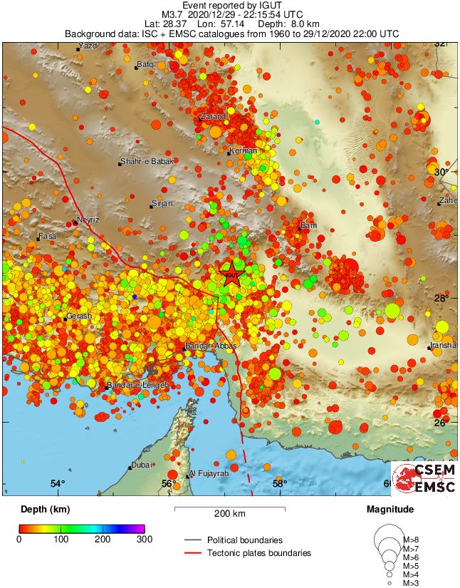 regional depth historical seismicity