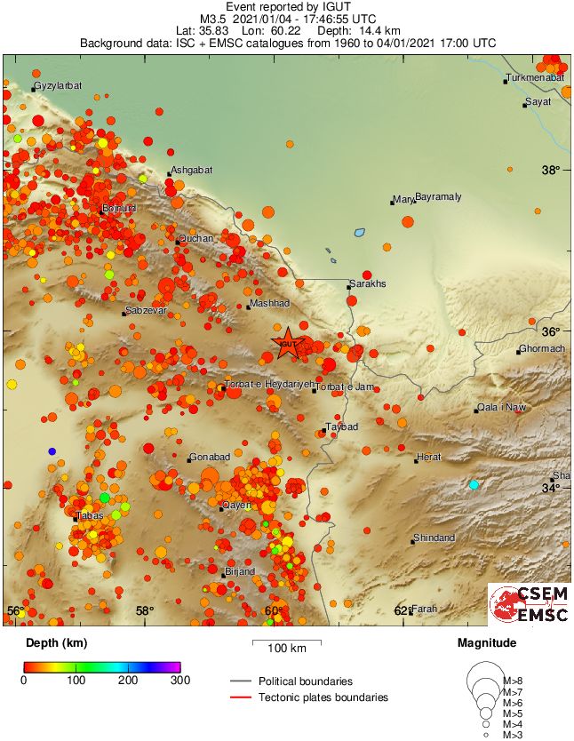 regional depth historical seismicity