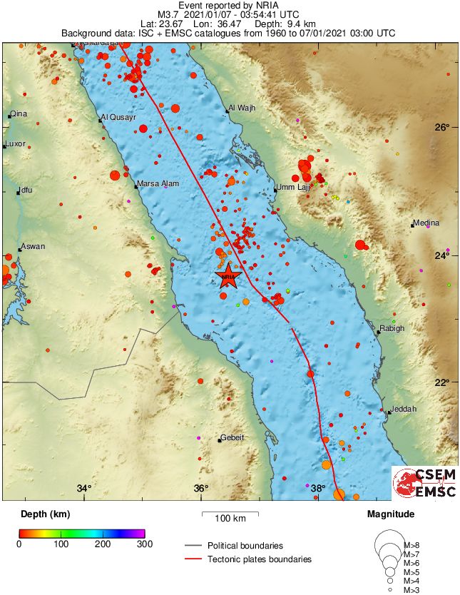 regional depth historical seismicity