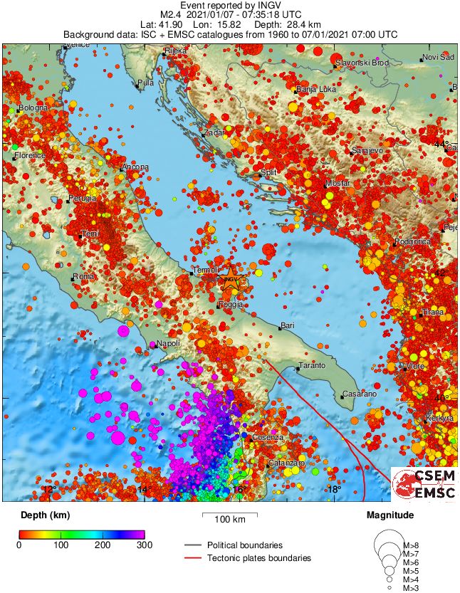 regional depth historical seismicity