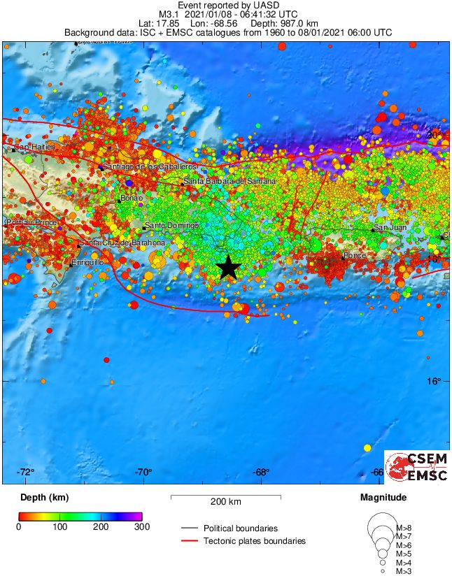 regional depth historical seismicity