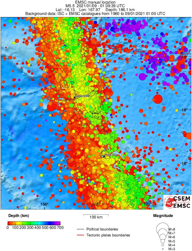 regional depth historical seismicity