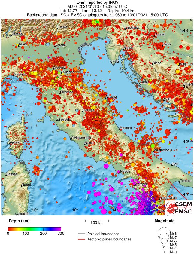 regional depth historical seismicity