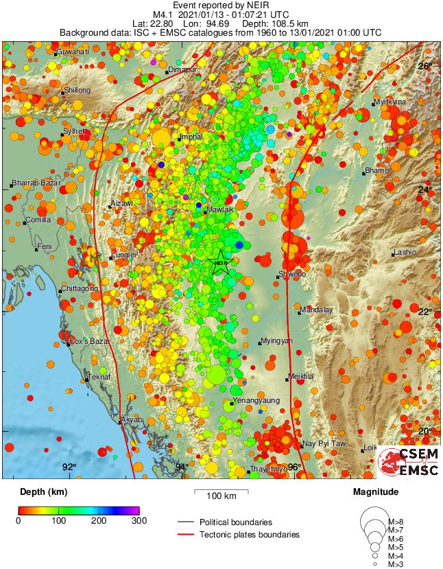 regional depth historical seismicity