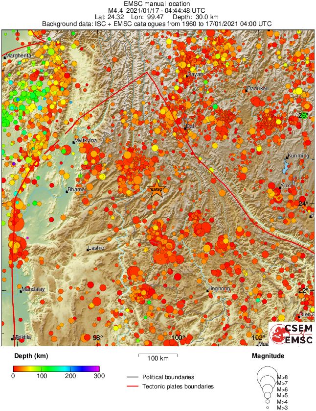 regional depth historical seismicity