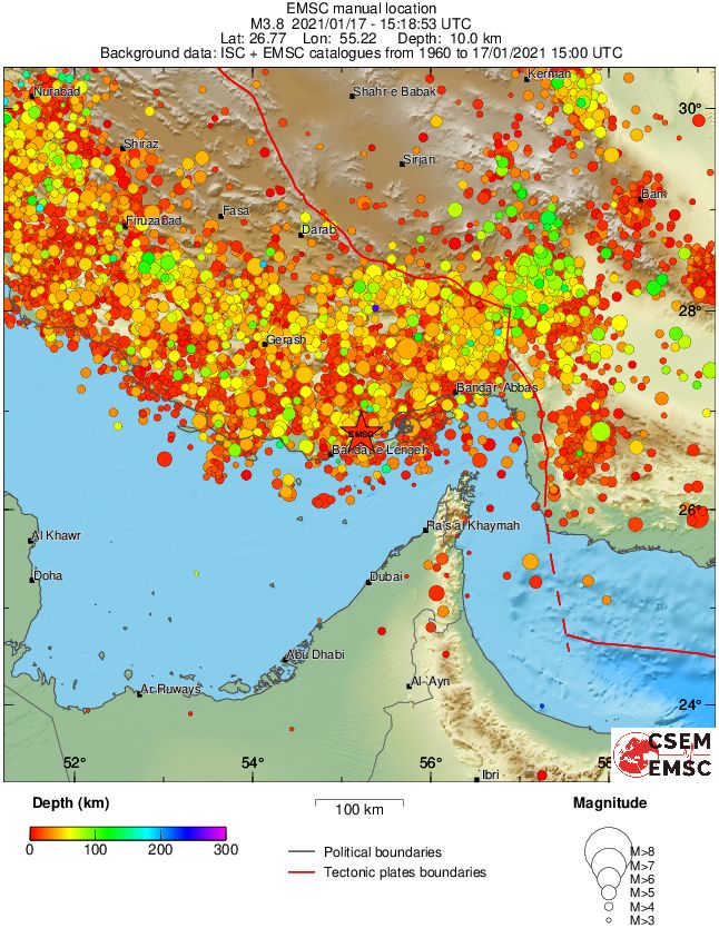 regional depth historical seismicity
