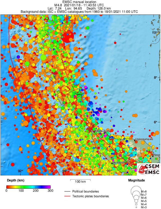 regional depth historical seismicity