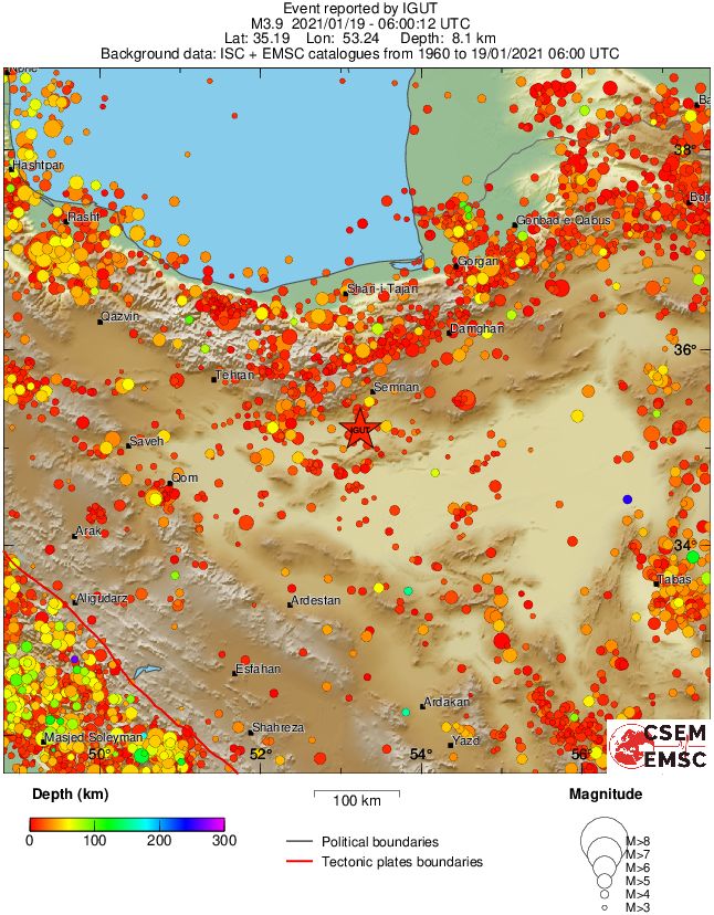 regional depth historical seismicity