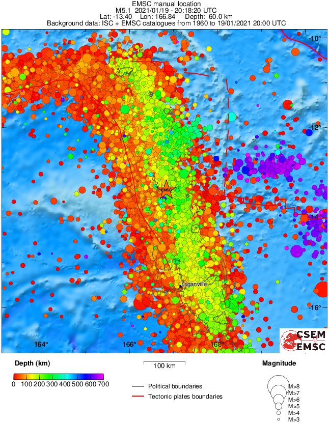regional depth historical seismicity