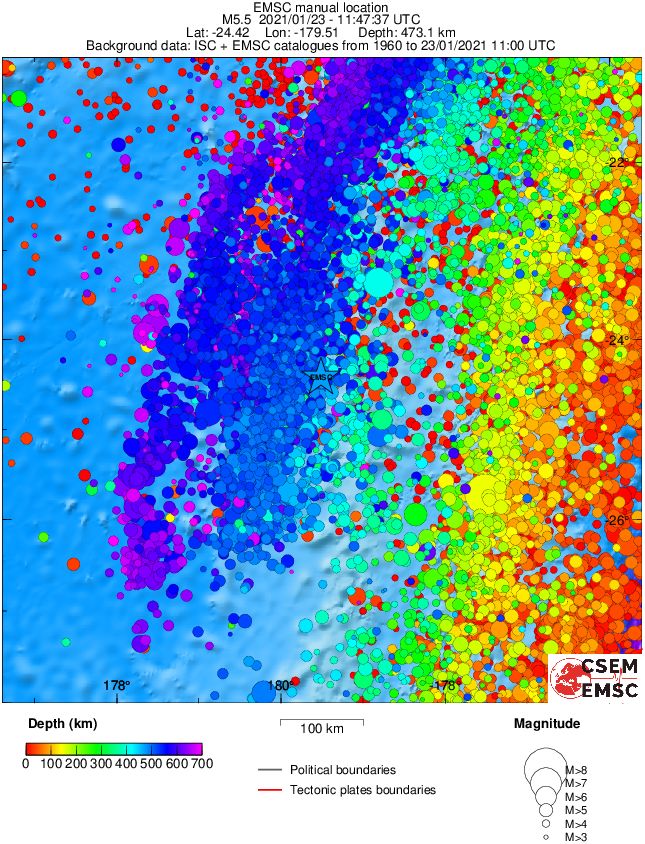 regional depth historical seismicity