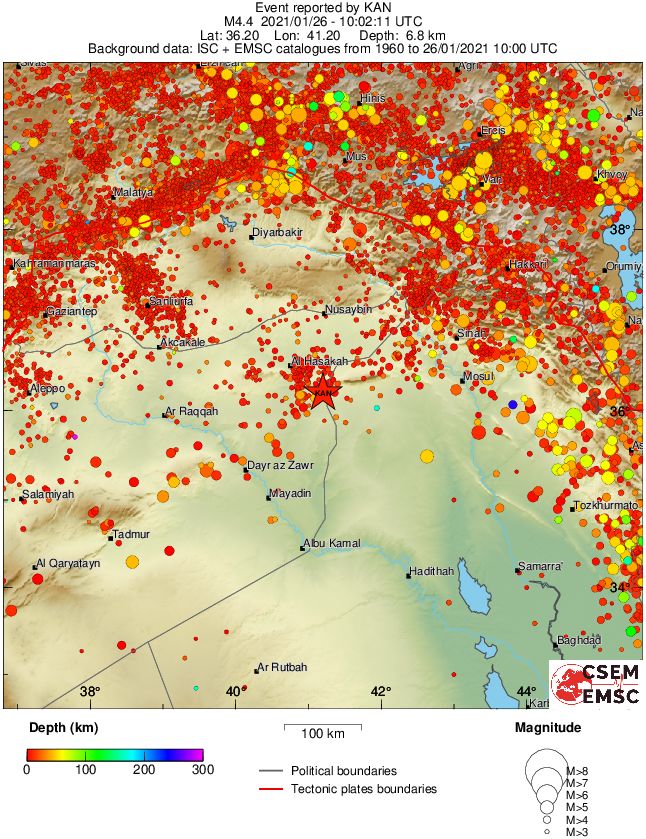 regional depth historical seismicity