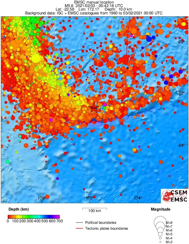 regional depth historical seismicity
