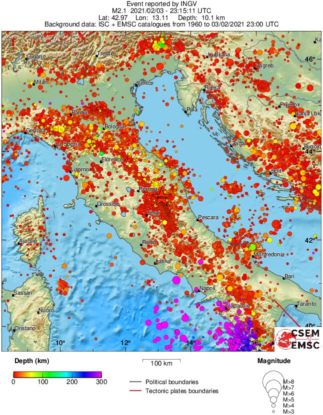 regional depth historical seismicity