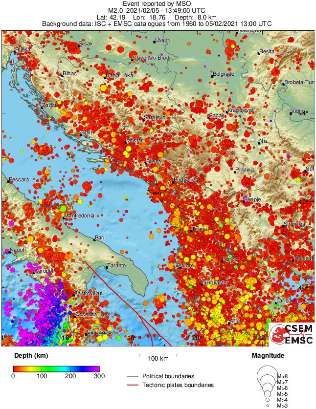 regional depth historical seismicity