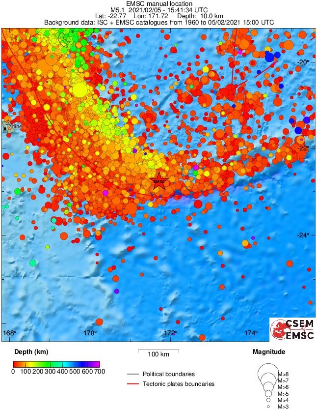 regional depth historical seismicity