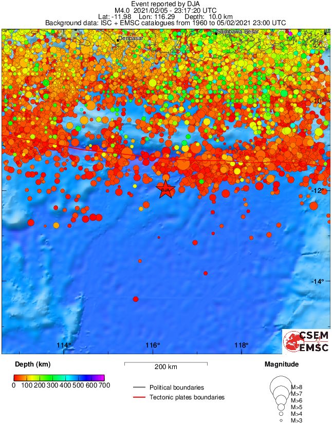 regional depth historical seismicity