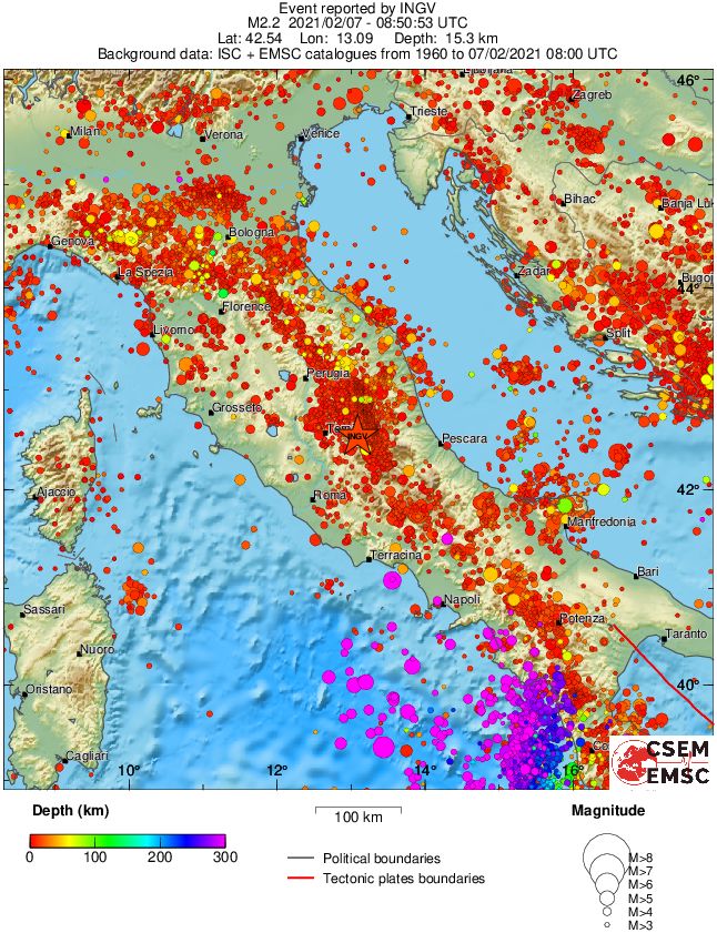 regional depth historical seismicity