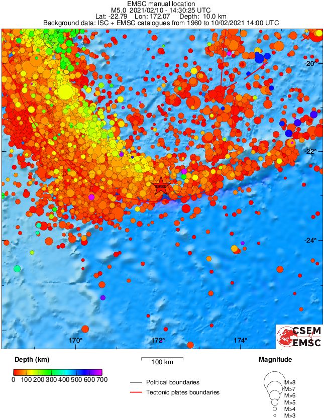 regional depth historical seismicity