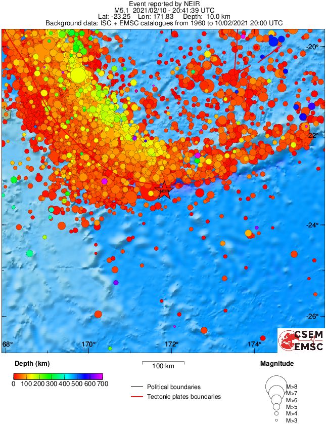regional depth historical seismicity
