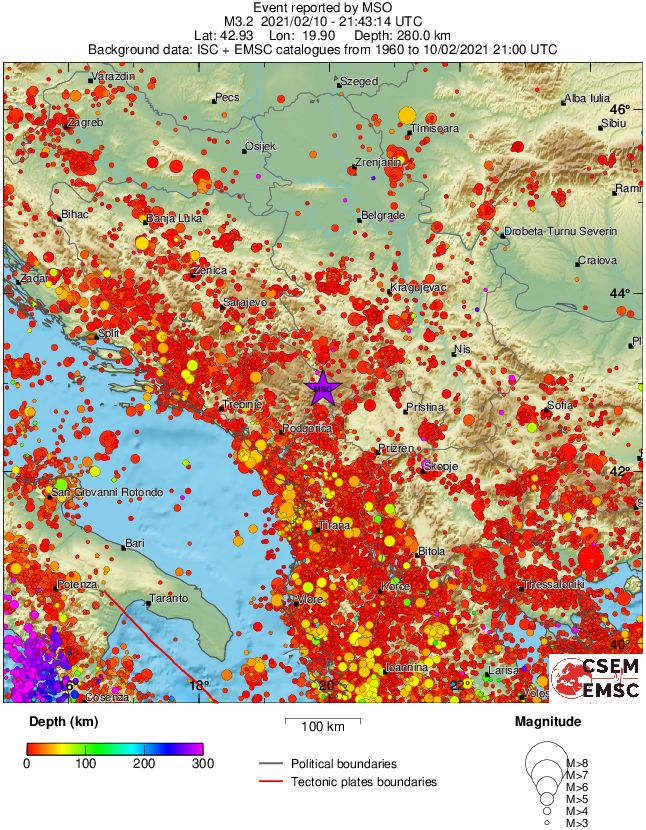 regional depth historical seismicity