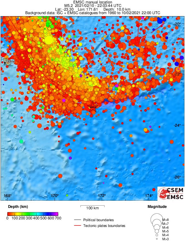 regional depth historical seismicity