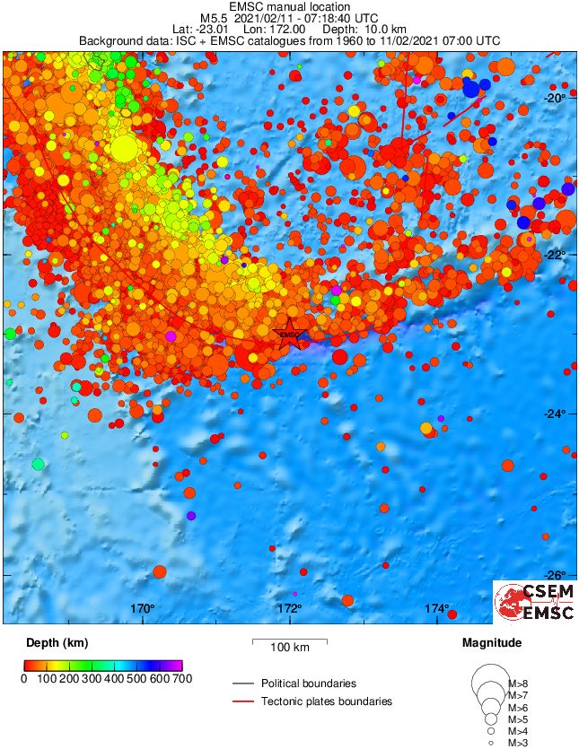 regional depth historical seismicity