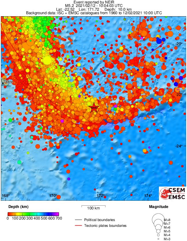 regional depth historical seismicity