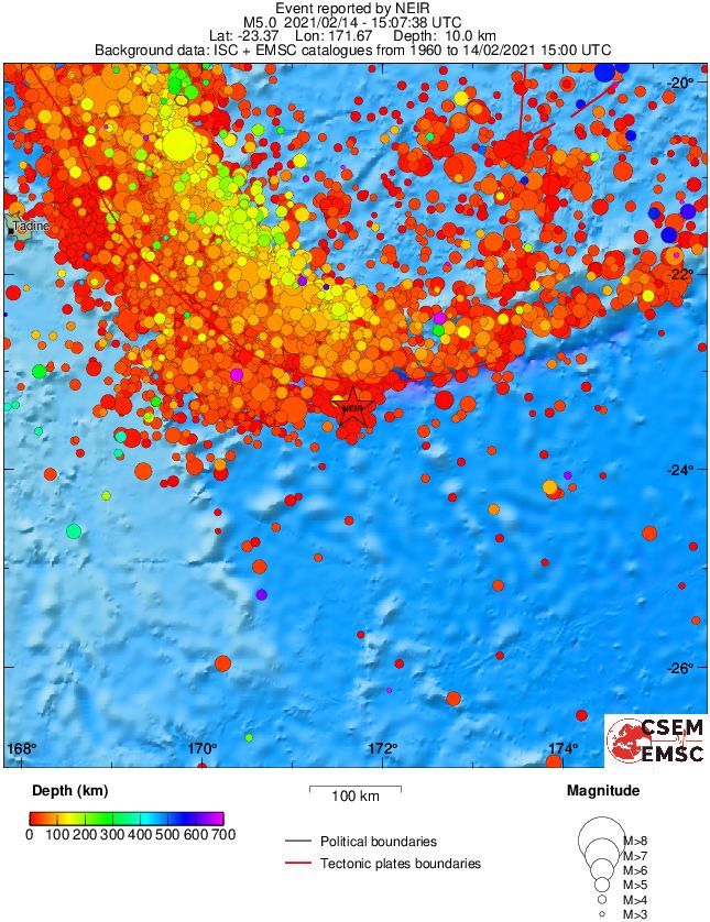 regional depth historical seismicity