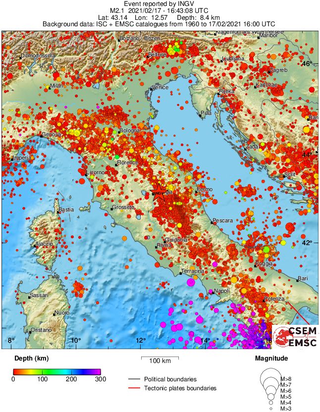 regional depth historical seismicity