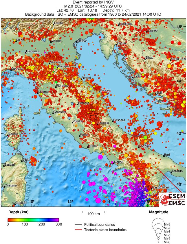 regional depth historical seismicity