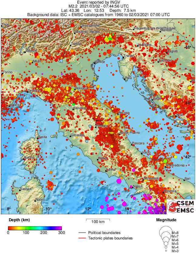 regional depth historical seismicity