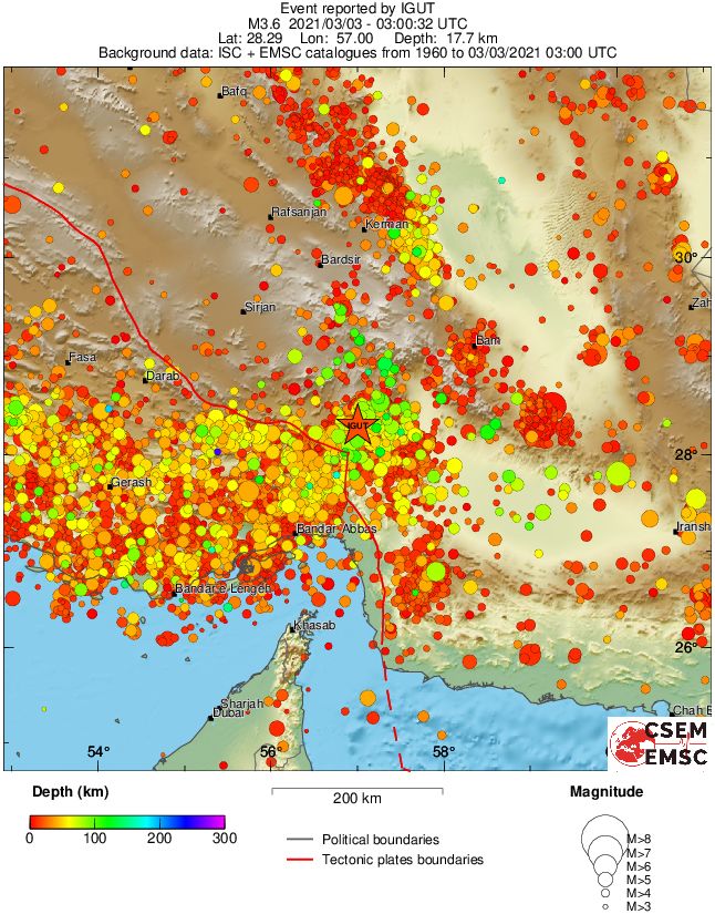 regional depth historical seismicity