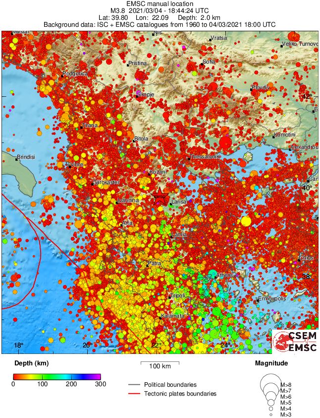 regional depth historical seismicity