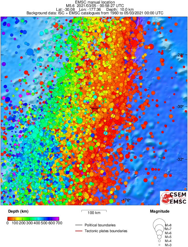 regional depth historical seismicity