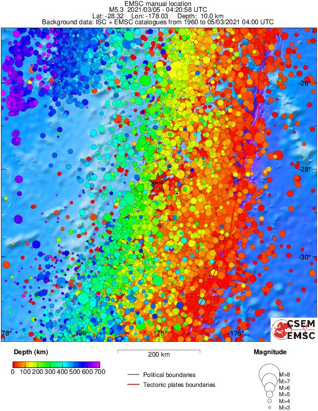 regional depth historical seismicity